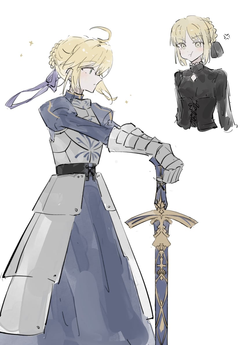 artoria pendragon, saber, and saber alter (fate and 2 more) drawn by dongxunyu