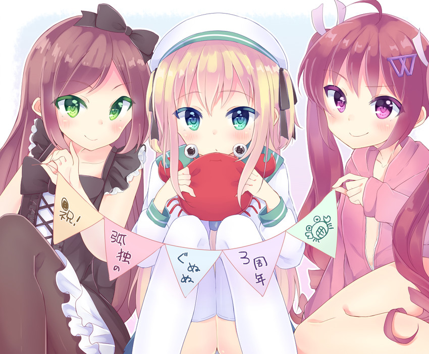 shimotsuki potofu, hazuki watora, and minazuki sarami (original) drawn by momoirone