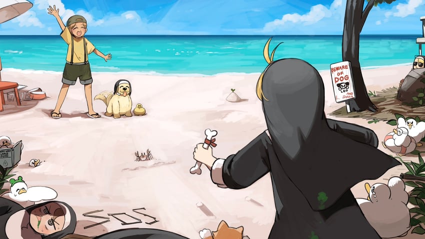 clumsy nun, froggy nun, and spicy nun (little nuns) drawn by diva_(hyxpk)