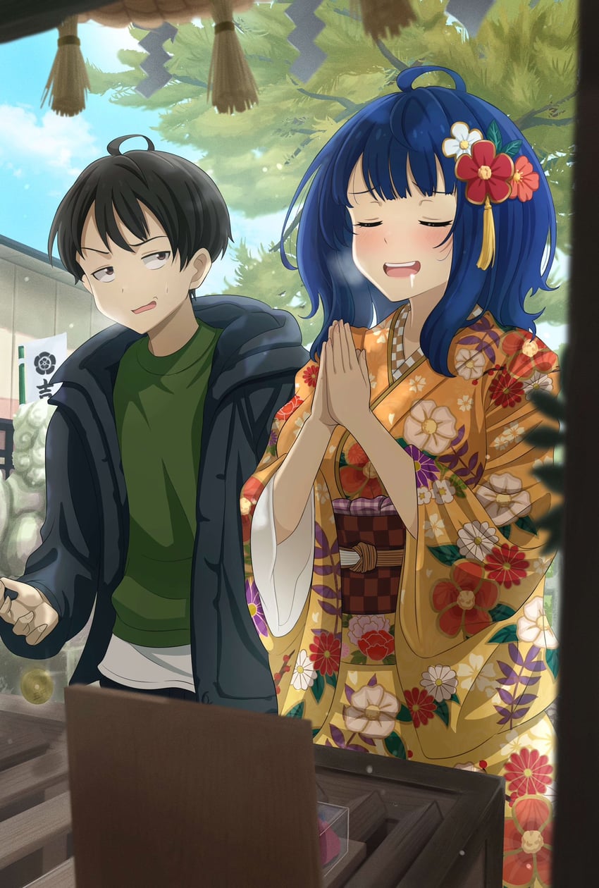 yanami anna and nukumizu kazuhiko (make heroine ga oo sugiru!) drawn by omio