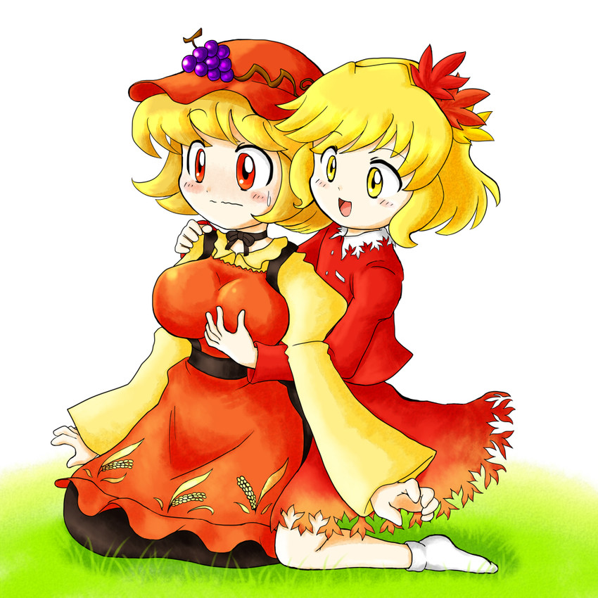 aki minoriko and aki shizuha (touhou) drawn by nitamago