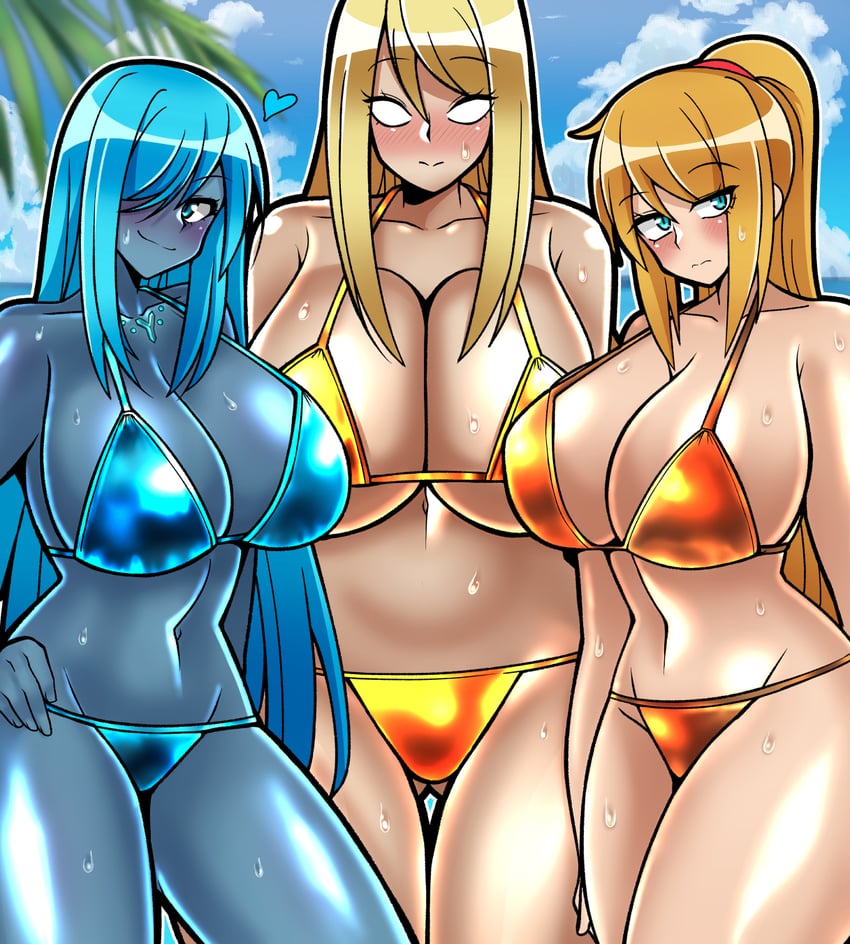 samus aran, dark samus, and sa-x (metroid and 2 more) drawn by iriomote_umineko