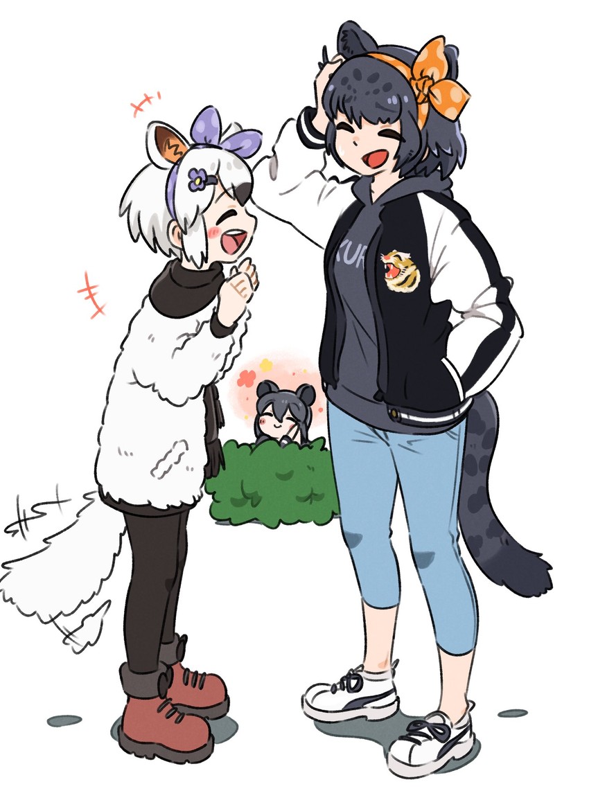 southern tamandua, black jaguar, and malayan tapir (kemono friends) drawn by appleq