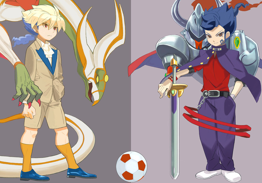 hakuryuu, tsurugi kyousuke, seijuu shining dragon, and kensei lancelot (inazuma eleven and 1 more) drawn by yuuki_(irodo_rhythm)