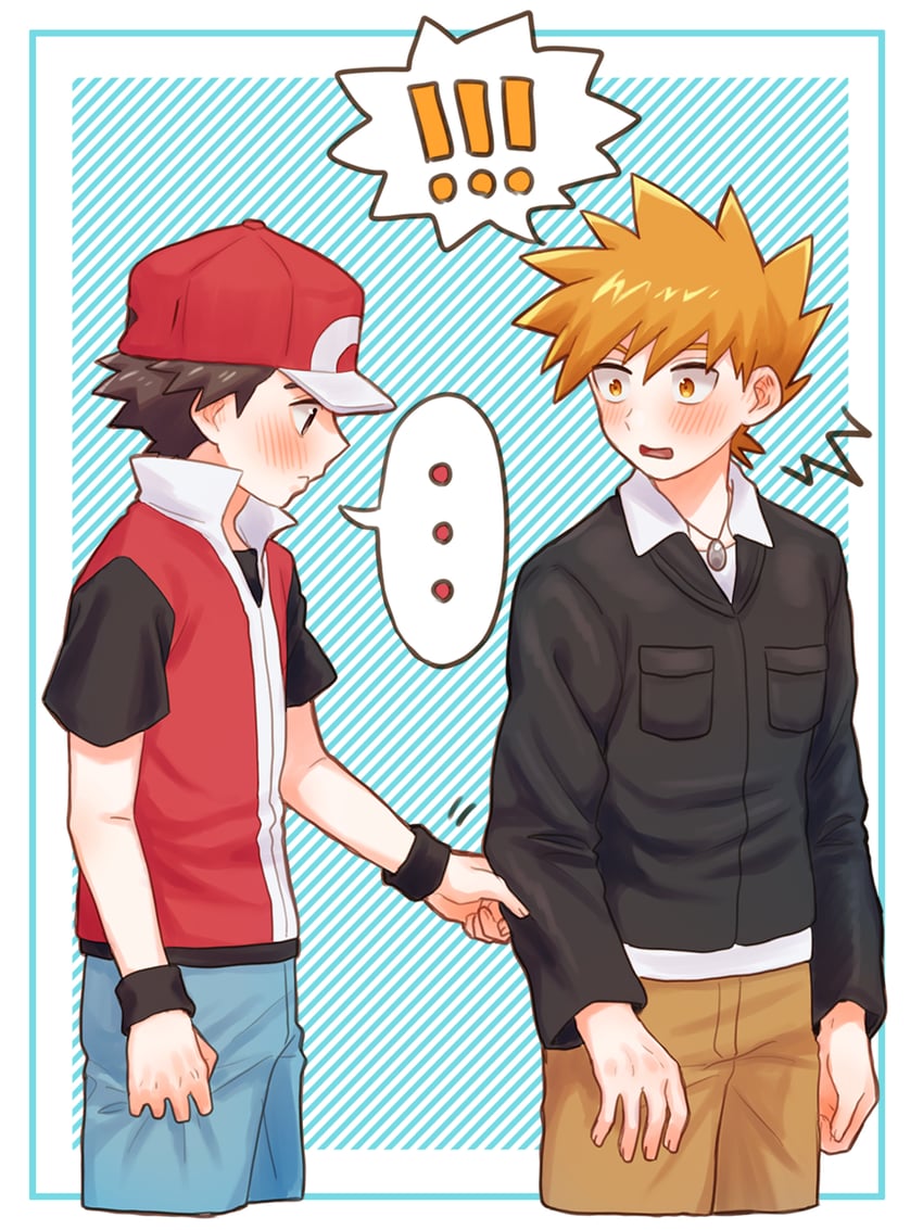 red and blue oak (pokemon and 1 more) drawn by mochi_(mocchi_p_2m)