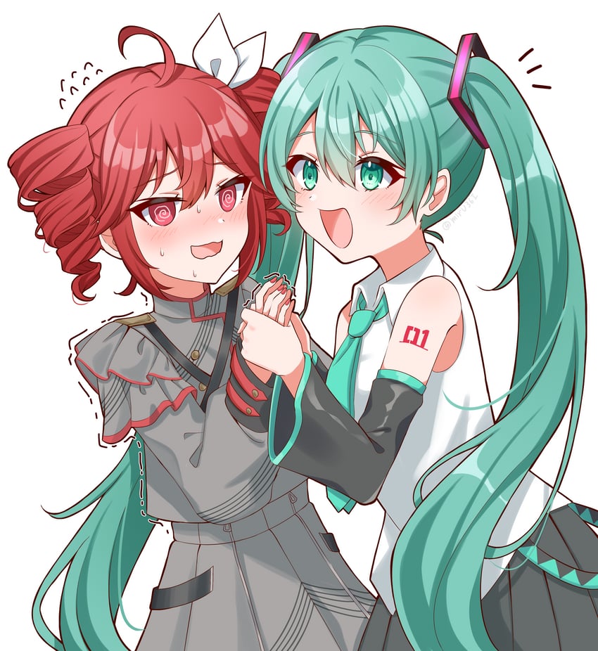 hatsune miku and kasane teto (vocaloid and 2 more) drawn by mirumiru_(miru36i)