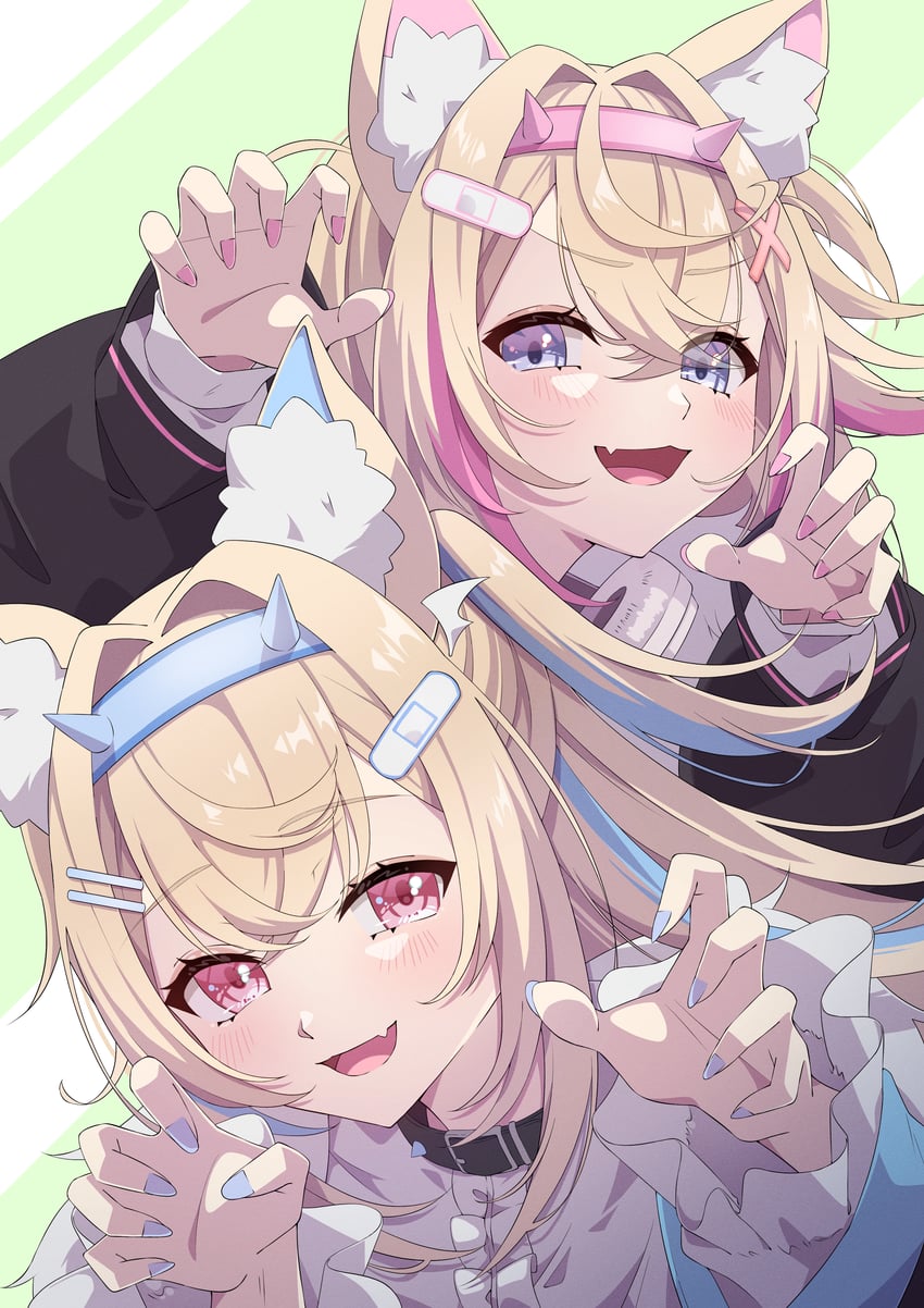 fuwawa abyssgard and mococo abyssgard (hololive and 1 more) drawn by akashi_(4kc_27)