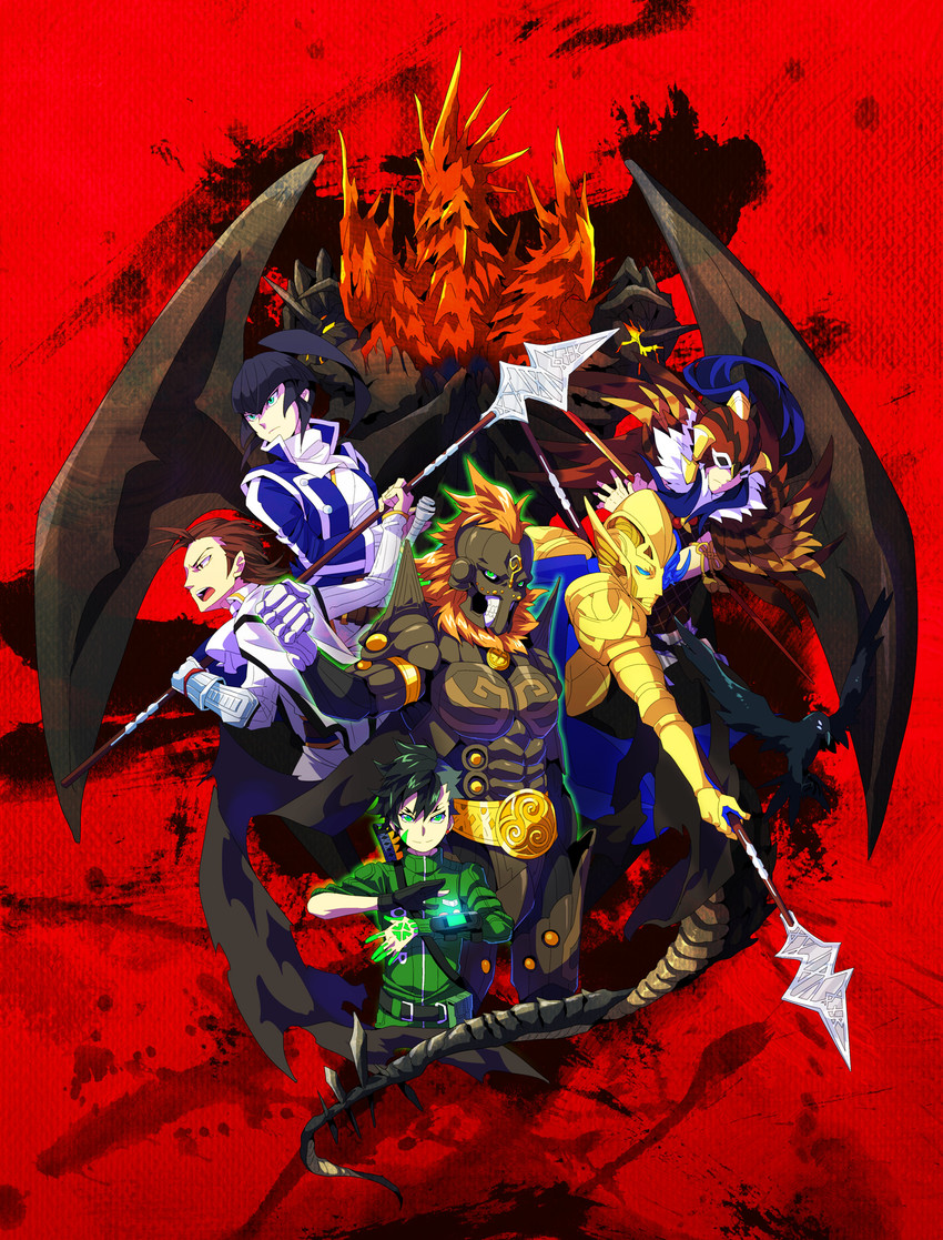 flynn, nanashi, dagda, satan, odin, and 2 more (shin megami tensei and 2 more) drawn by am_(blackant)