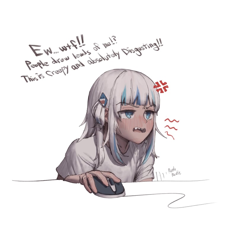 gawr gura (hololive and 1 more) drawn by wjs07