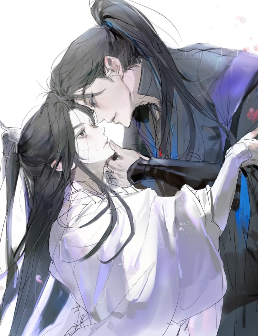 chu wanning and mo ran (erha he tadebai mao shizun) drawn by 4b_pixel