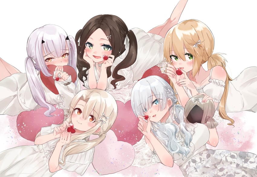 artoria pendragon, illyasviel von einzbern, artoria caster, melusine, anastasia, and 1 more (fate and 1 more) drawn by draw_happy_set