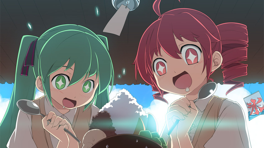 hatsune miku and kasane teto (vocaloid and 1 more) drawn by binzoko_megane_(san-inch)