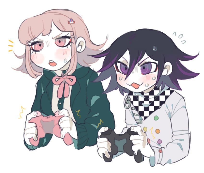 nanami chiaki and oma kokichi (danganronpa and 3 more) drawn by xenon_(8xenon8)