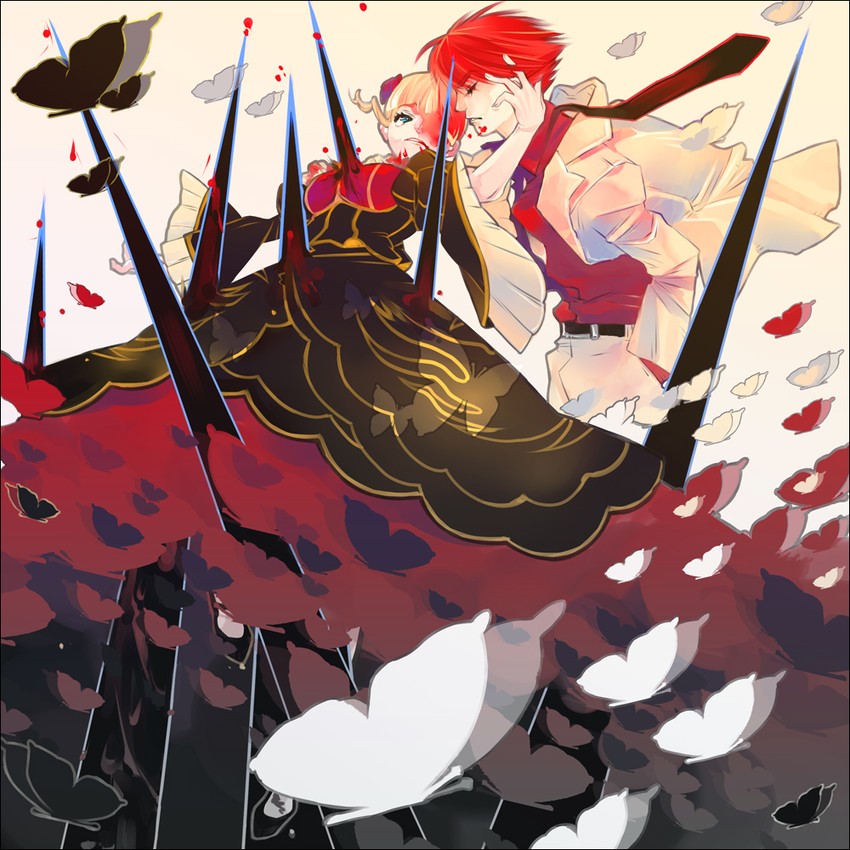 beatrice and ushiromiya battler (umineko no naku koro ni) drawn by am-gozen