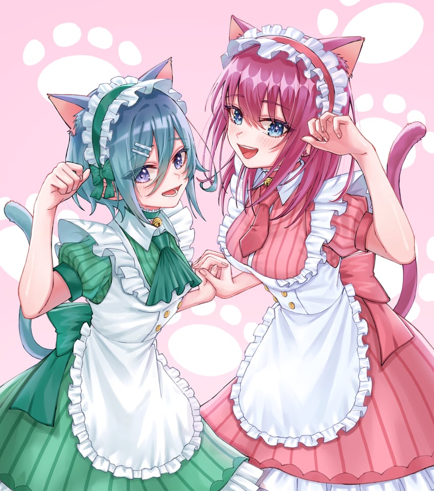 nakaji uto and saiki himeka (kimi no koto ga dai dai dai dai daisuki na 100-nin no kanojo) drawn by jjum_pp