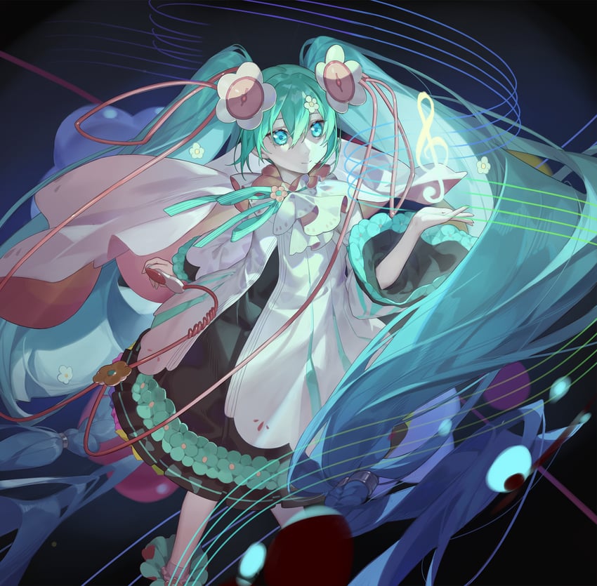 hatsune miku and magical mirai miku (vocaloid and 2 more) drawn by red_cucumber