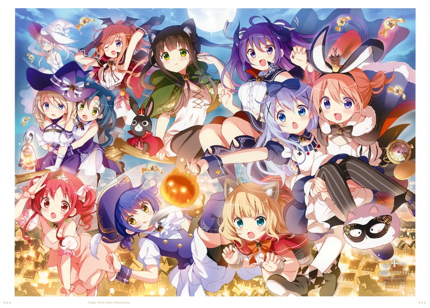 kafuu chino, hoto cocoa, kirima syaro, tippy, tedeza rize, and 7 more (gochuumon wa usagi desu ka?) drawn by koi_(koisan)