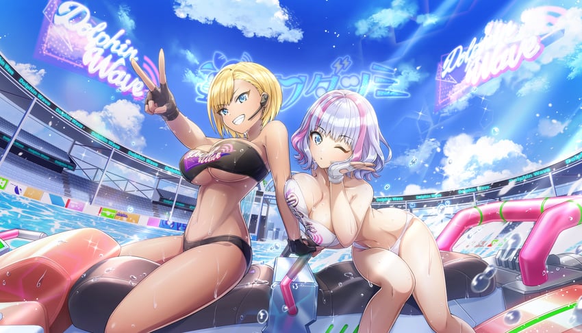 kukuri tomo and murahaya mashio (dolphin wave) drawn by ootomo_takuji