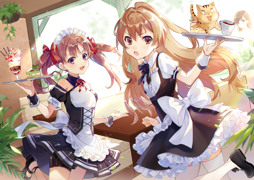 misaka mikoto, shirai kuroko, aisaka taiga, gekota, and palmtop tiger (toaru majutsu no index and 2 more) drawn by ekita_kuro