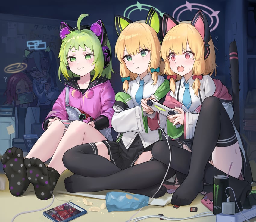 aris, momoi, midori, yuzu, and antenna (blue archive and 1 more) drawn by sawkm