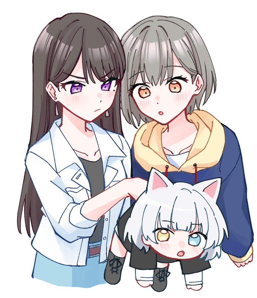 shiina taki, takamatsu tomori, and kaname raana (bang dream! and 1 more) drawn by zangemiya