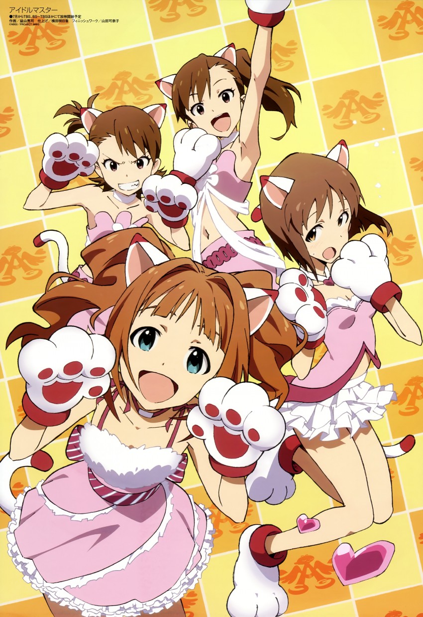 takatsuki yayoi, hagiwara yukiho, futami mami, and futami ami (idolmaster and 2 more) drawn by masuyama_ryouji