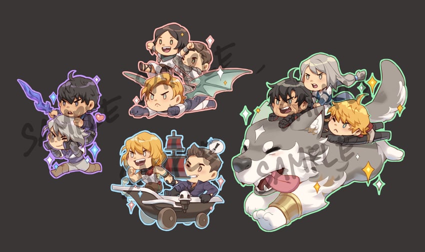 clive rosfield, jill warrick, dion lesage, joshua rosfield, terrence, and 6 more (final fantasy and 1 more) drawn by silketara