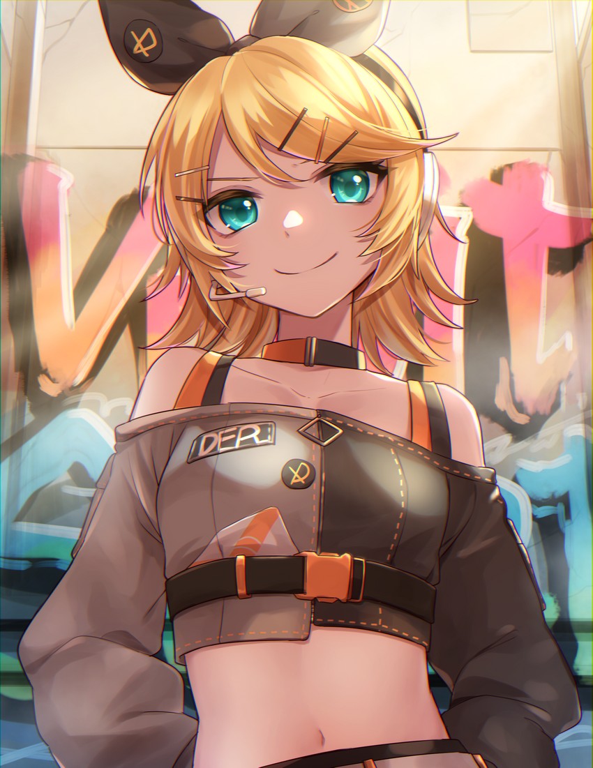 kagamine rin and vivid bad squad rin (vocaloid and 1 more) drawn by soramame_pikuto