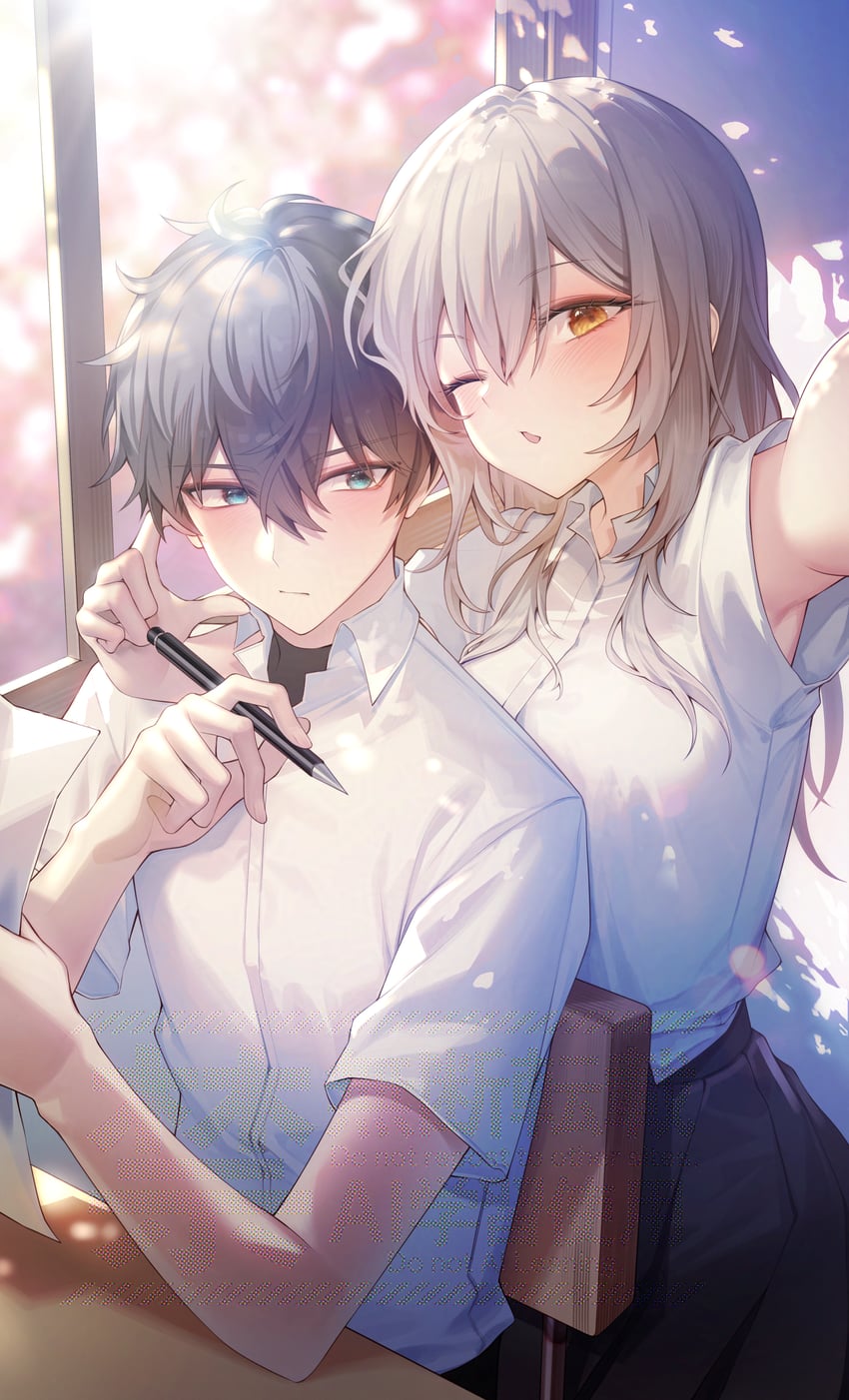 trailblazer, stelle, and dan heng (honkai and 1 more) drawn by daji