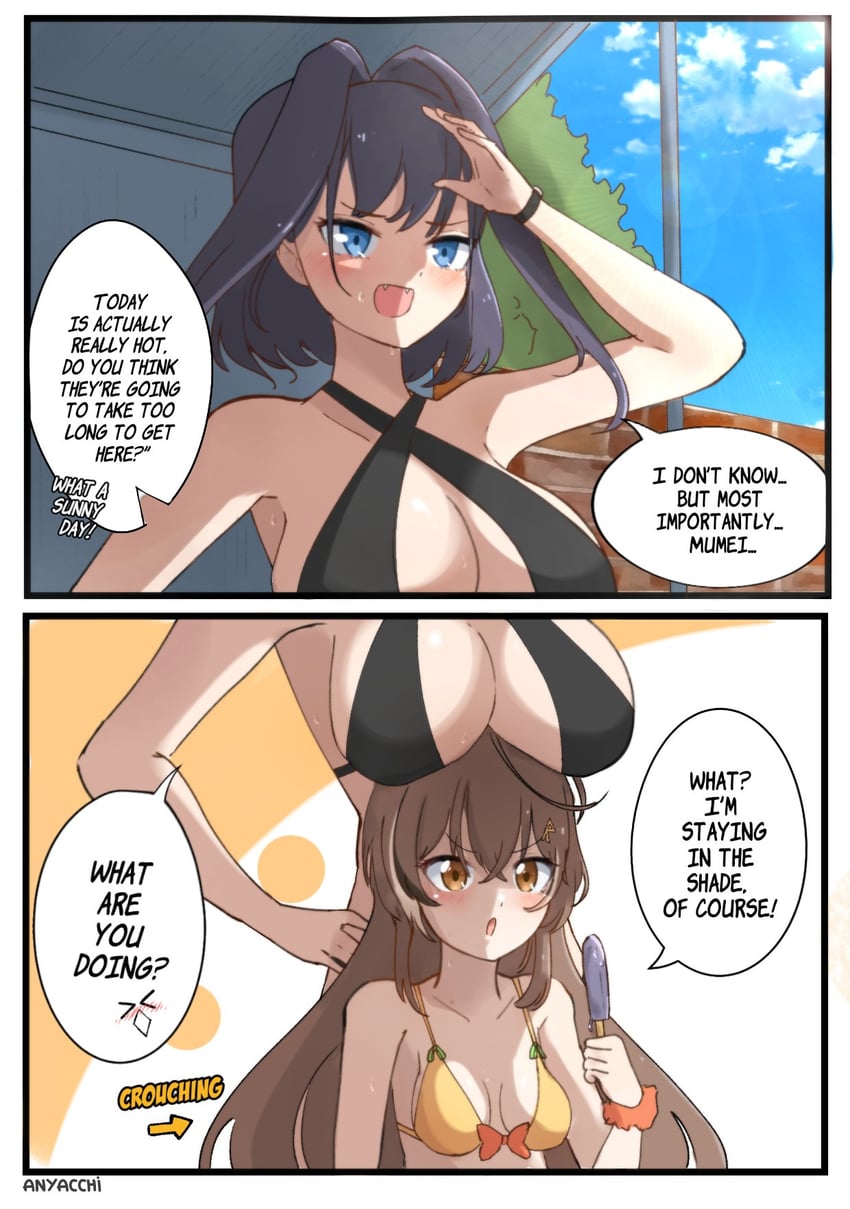 ouro kronii and nanashi mumei (hololive and 1 more) drawn by anyacchi