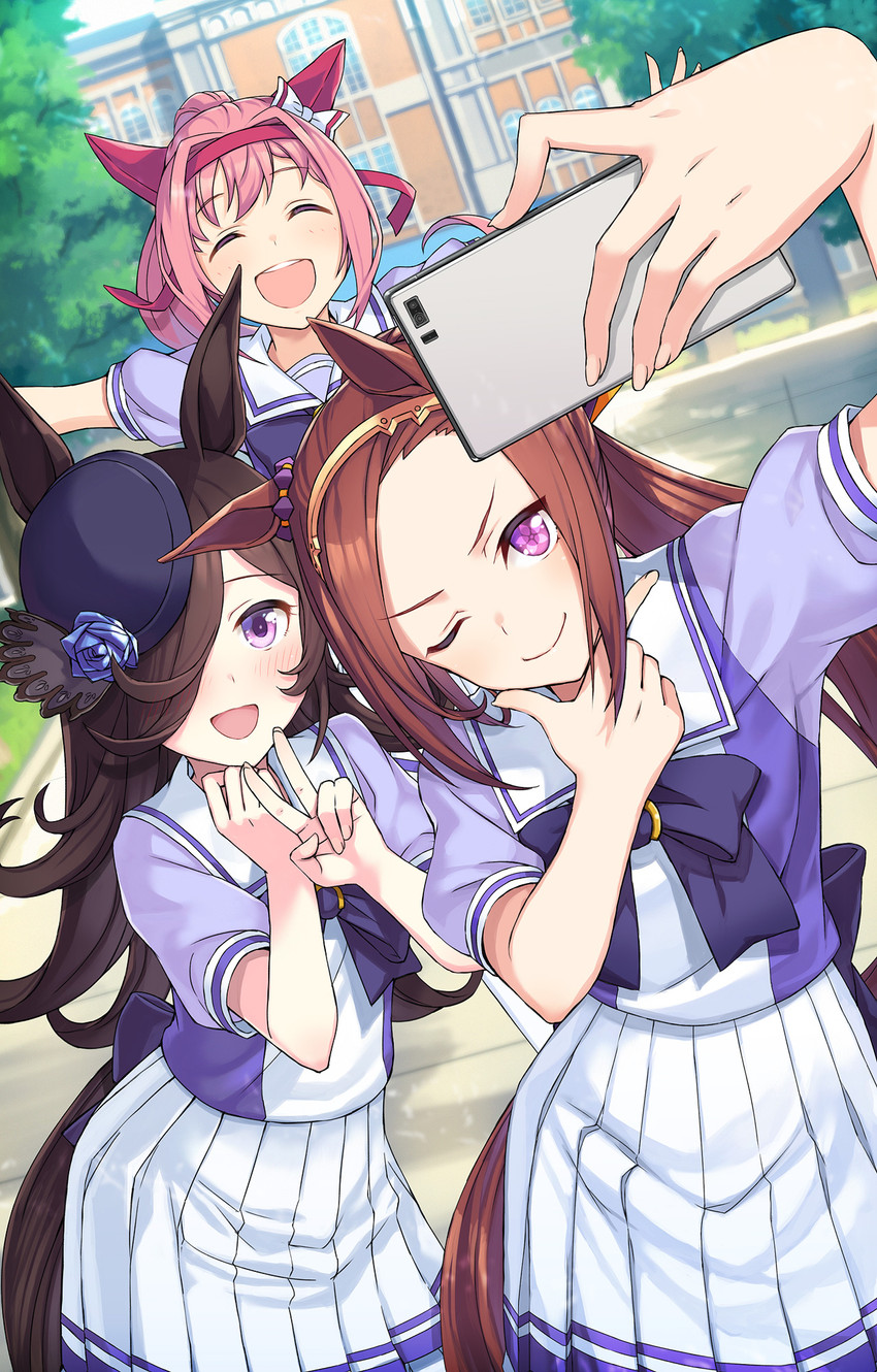 rice shower, haru urara, and sakura bakushin o (umamusume) drawn by itou_(onsoku_tassha)