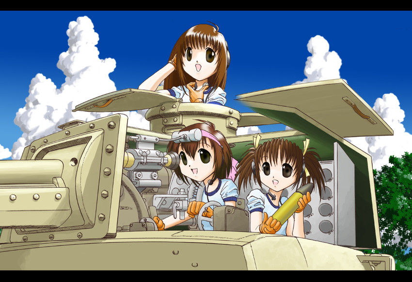 satou sayaka, saegusa moe, and unozawa miyuki (3-shiki shoujo sensha dan) drawn by ilma