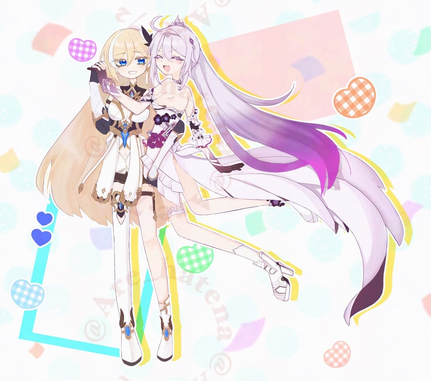 kiana kaslana and durandal (honkai and 1 more) drawn by are_hatena