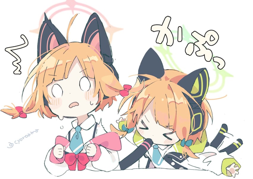 momoi and midori (blue archive) drawn by naguru_(cyoroama)