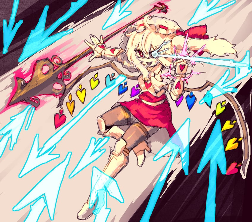 flandre scarlet, undyne, and undyne the undying (touhou and 2 more) drawn by rampa93