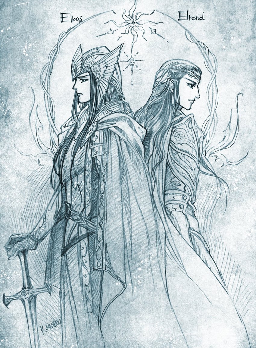 elrond and elros (tolkien's legendarium and 1 more) drawn by kazuki-mendou