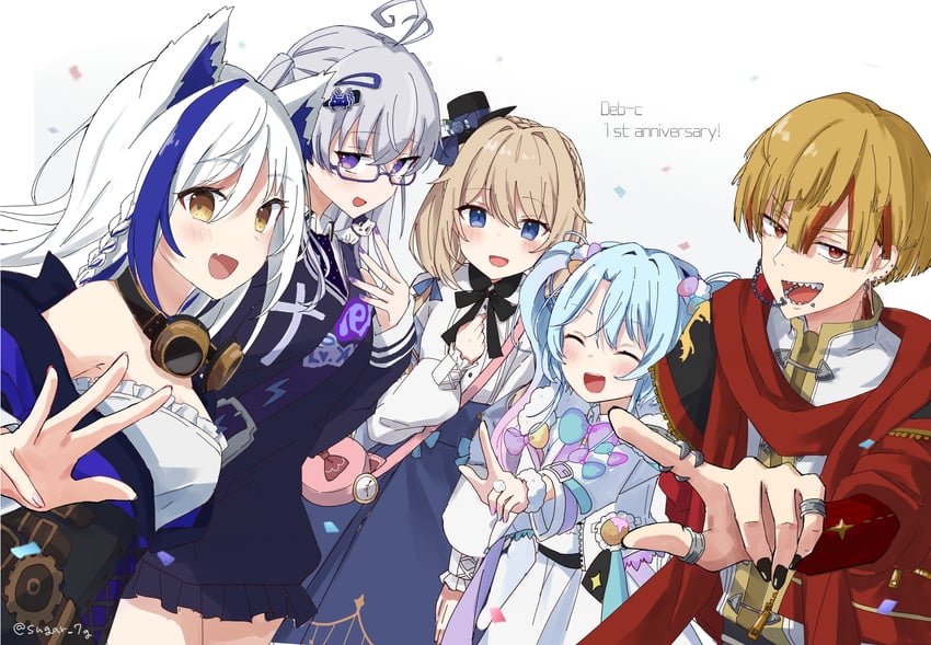 aomiya yozuri, luminous sweet, cotonoha, anew uparu, and uriyone (vee) drawn by sugar_7g