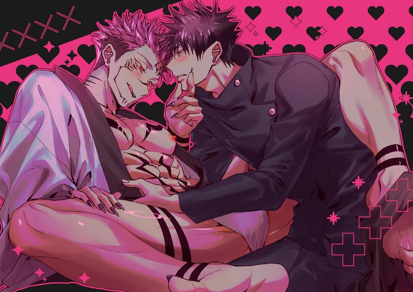 fushiguro megumi and ryoumen sukuna (jujutsu kaisen) drawn by azukiharuta_ju