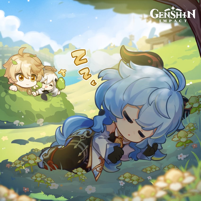 ganyu, aether, and paimon (genshin impact)
