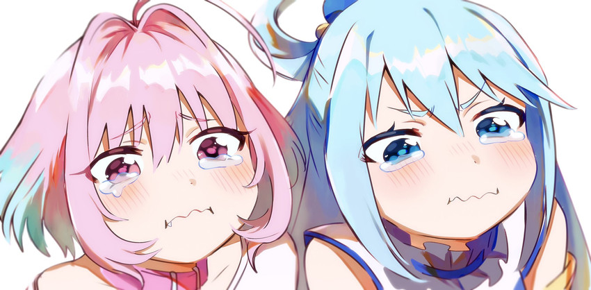 aqua and yumemi riamu (idolmaster and 2 more) drawn by hamachamu