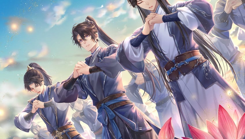 mo ran, xue meng, and shi mei (erha he ta de bai mao shizun) drawn by kingchenxi