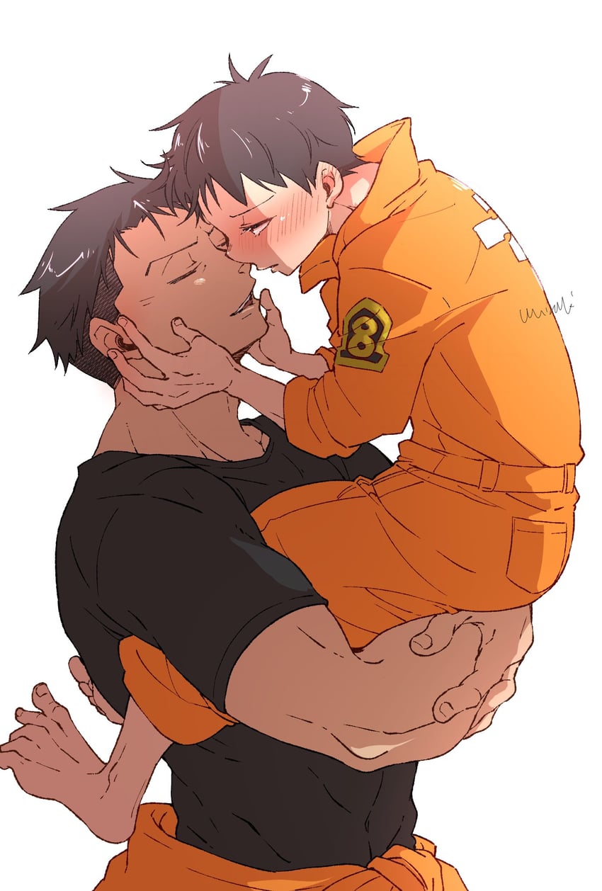 akitaru oubi and shinra kusakabe (en'en no shouboutai) drawn by mzkenen