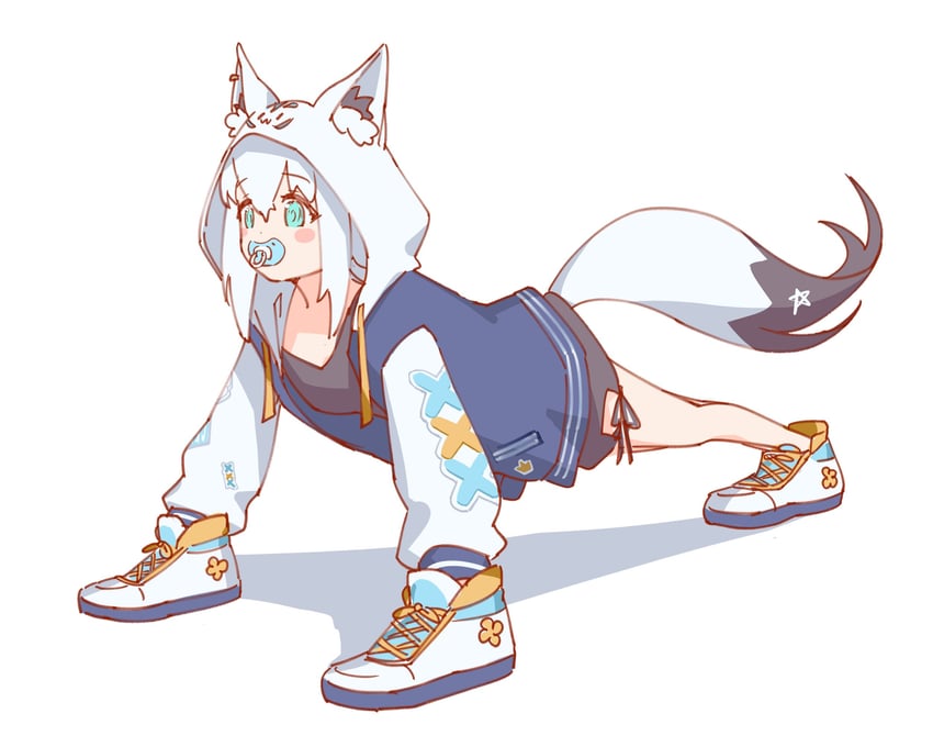 shirakami fubuki and tralalero tralala (hololive) drawn by hyde_(tabakko)
