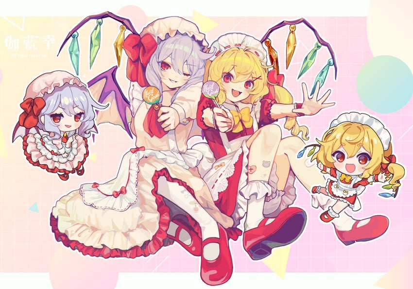 remilia scarlet and flandre scarlet (touhou) drawn by garan_co