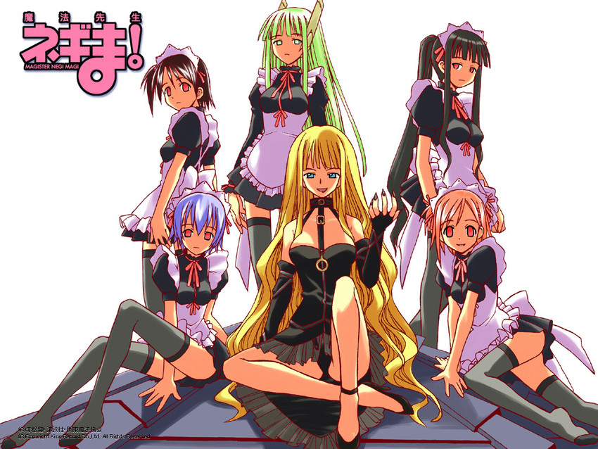 evangeline a.k. mcdowell, sasaki makie, karakuri chachamaru, izumi ako, akashi yuuna, and 1 more (mahou sensei negima!)