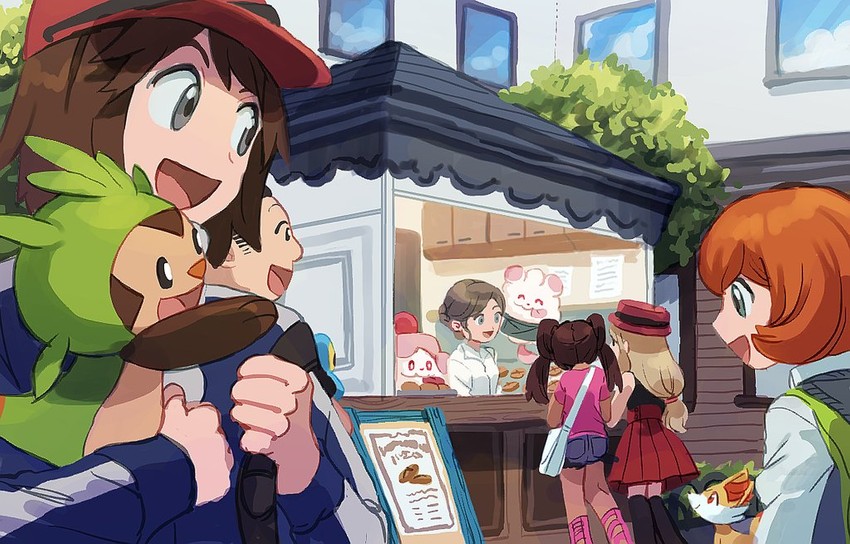 serena, calem, fennekin, chespin, froakie, and 6 more (pokemon and 1 more) drawn by elizabeth_(tomas21)