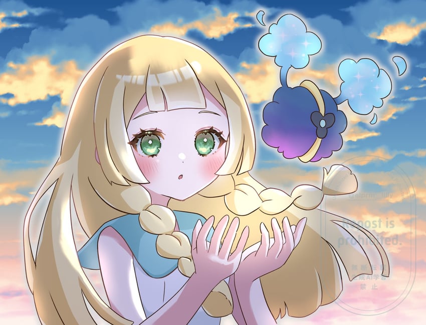 lillie and cosmog (pokemon and 1 more) drawn by jasmine--tea
