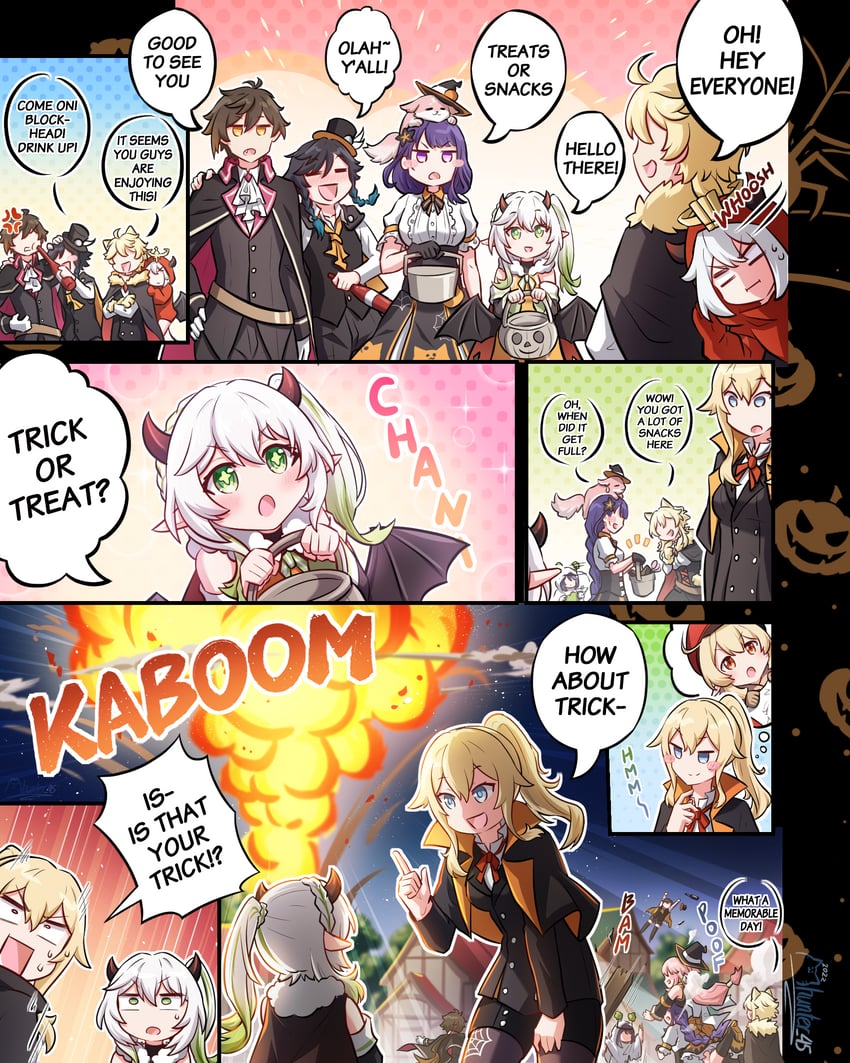 lumine, raiden shogun, aether, yae miko, nahida, and 6 more (genshin impact) drawn by mhunter_45