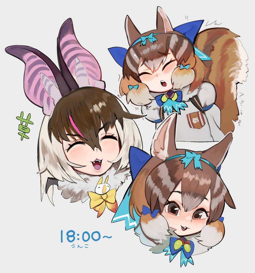 brown long-eared bat and siberian chipmunk (kemono friends and 1 more) drawn by raichiyo