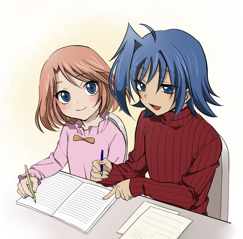 sendou aichi and sendou emi (cardfight!! vanguard) drawn by shijimi_(outa)